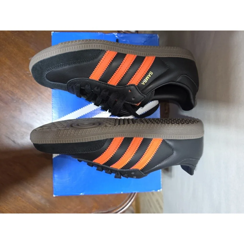 Adidas Samba OG JR0910 Black Impact Orange Gum Men's 5 Women's 6.5 NEW NIB